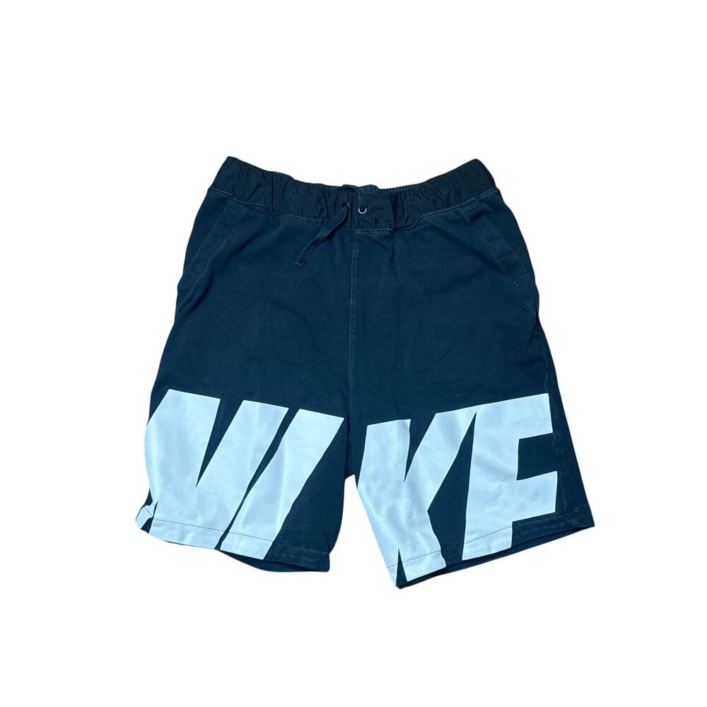 Nike Shorts Mens Small Black Big Logo Drawstring Athletic Casual Sweat Shorts